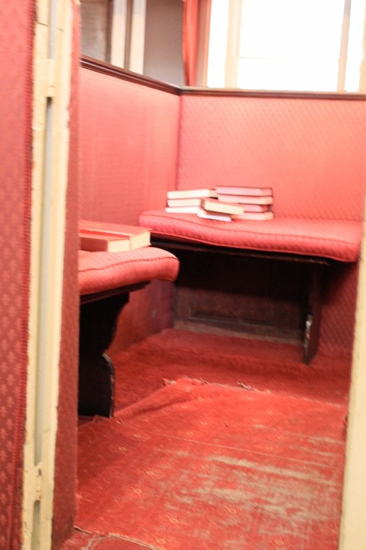 IMG_3424.jpg - Pew reserved for condemned prisoners, who were brought to the chapel to hear a sermon before being hanged on the Common.